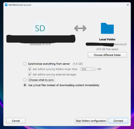 First tab in the Nextcloud-Client installation