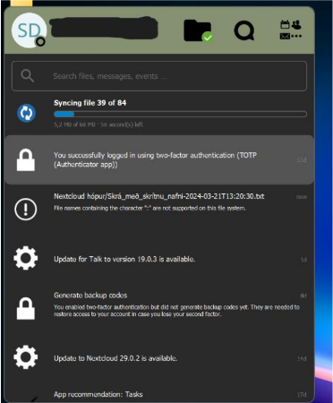 First tab in the Nextcloud-Client installation