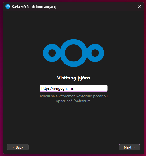 First tab in the Nextcloud-Client installation