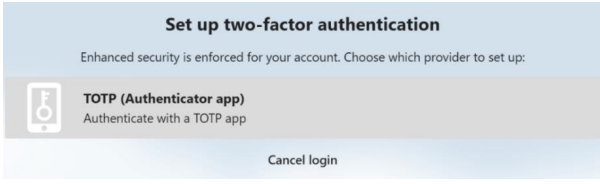 setting up two factor authentication